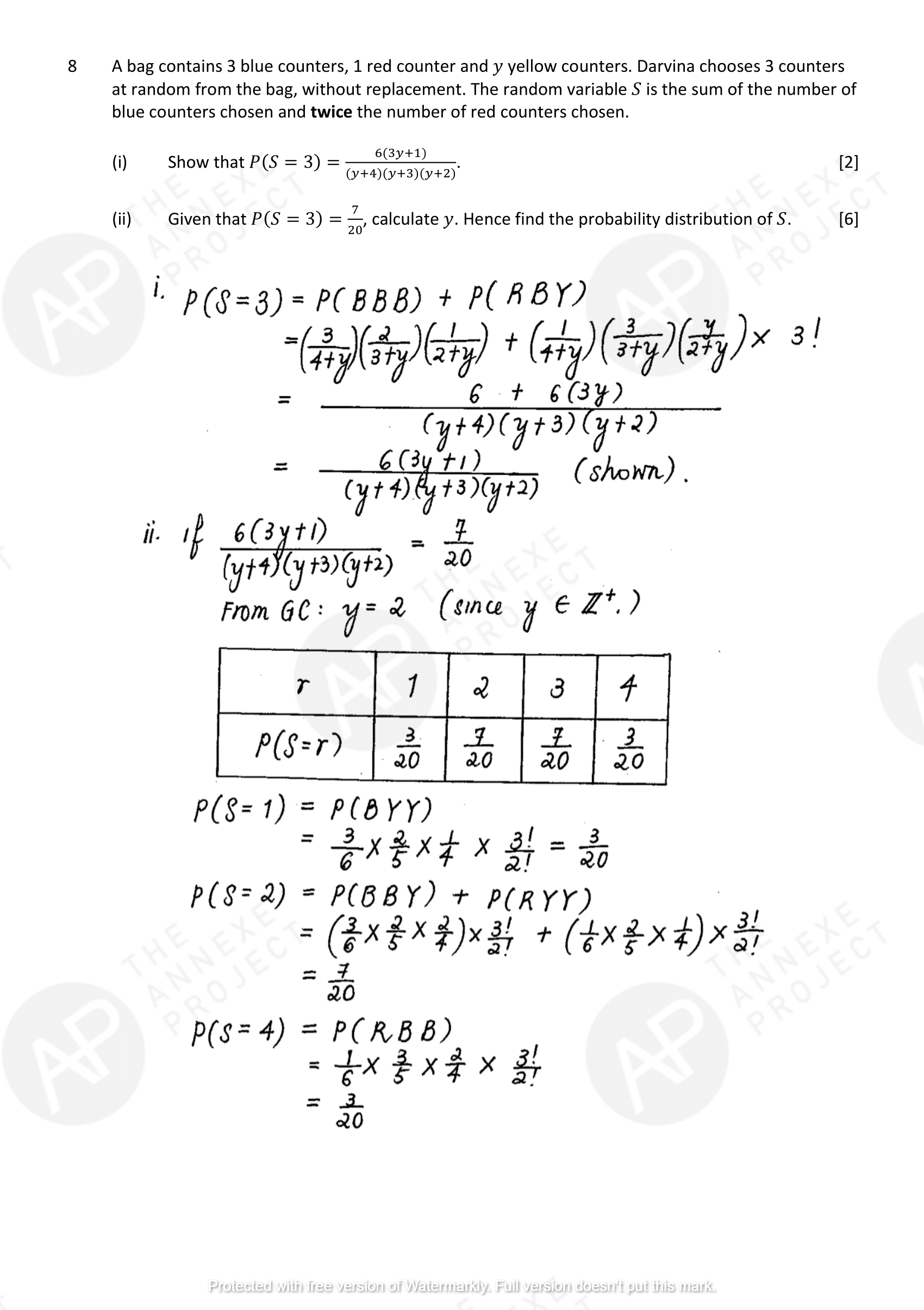 2017 GCE A LEVEL H2 MATHEMATICS SPECIMEN PAPER 2 SOLUTION 10 The Annexe Project A Level H2 Math Tuition 2017 A Level Specimen Paper 2 solution 10