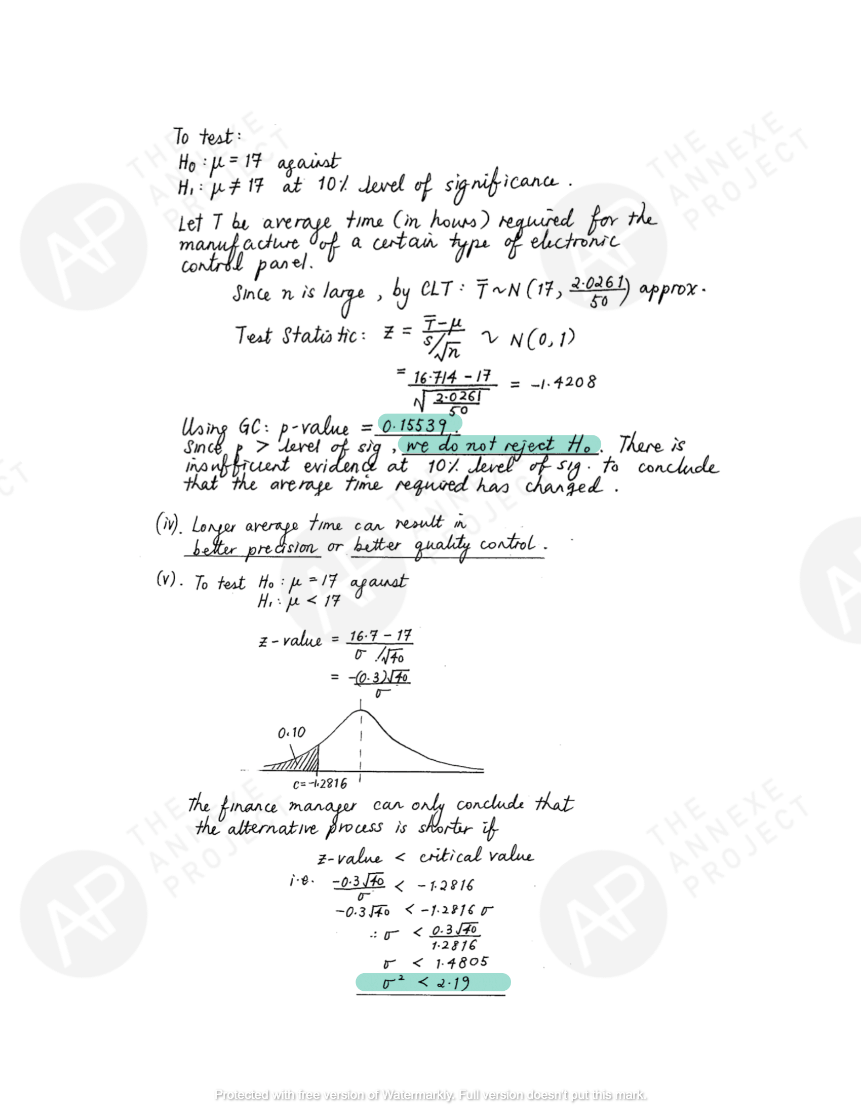 2017 GCE A LEVEL H2 MATHEMATICS SPECIMEN PAPER 2 SOLUTION 14 The Annexe Project A Level H2 Math Tuition 2017 A Level Specimen Paper 2 solution 14