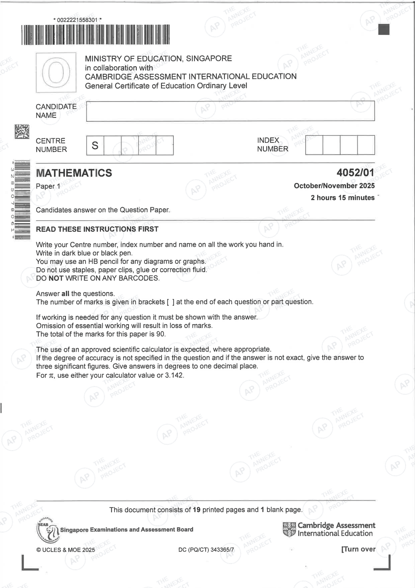 2025 O Level Elementary Mathematics Paper 1 Solutions page 01 fs8 1