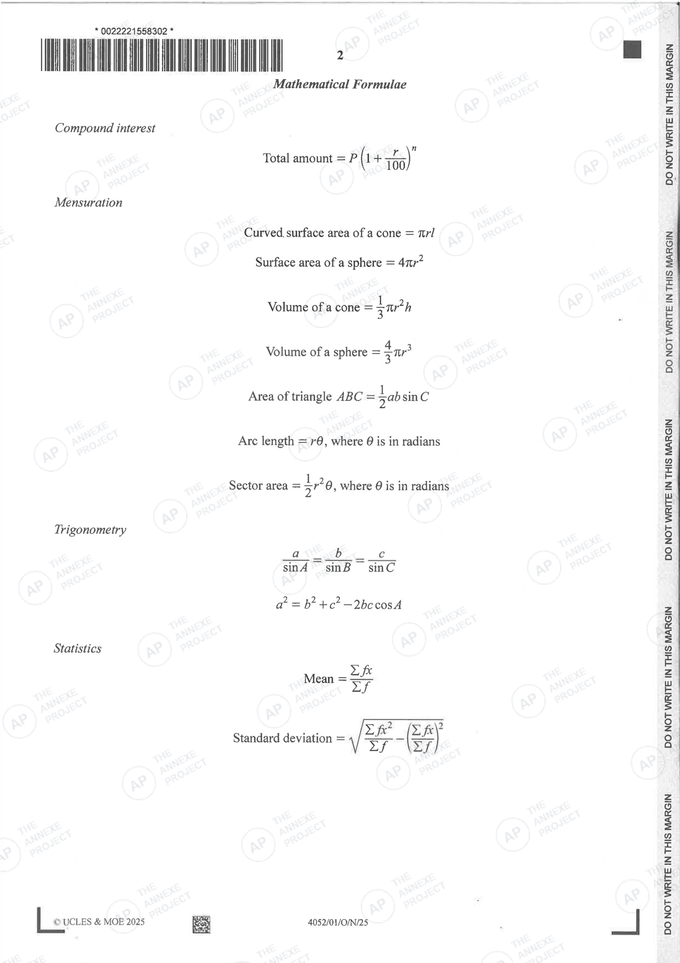 2025 O Level Elementary Mathematics Paper 1 Solutions page 02 fs8 1