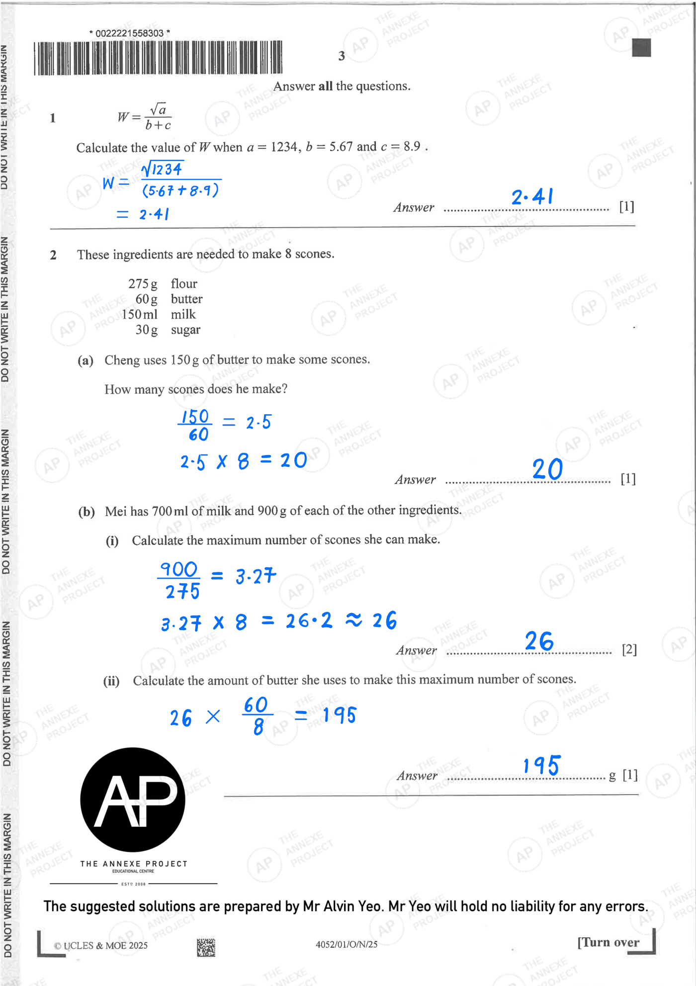 2025 O Level Elementary Mathematics Paper 1 Solutions page 03 fs8 1