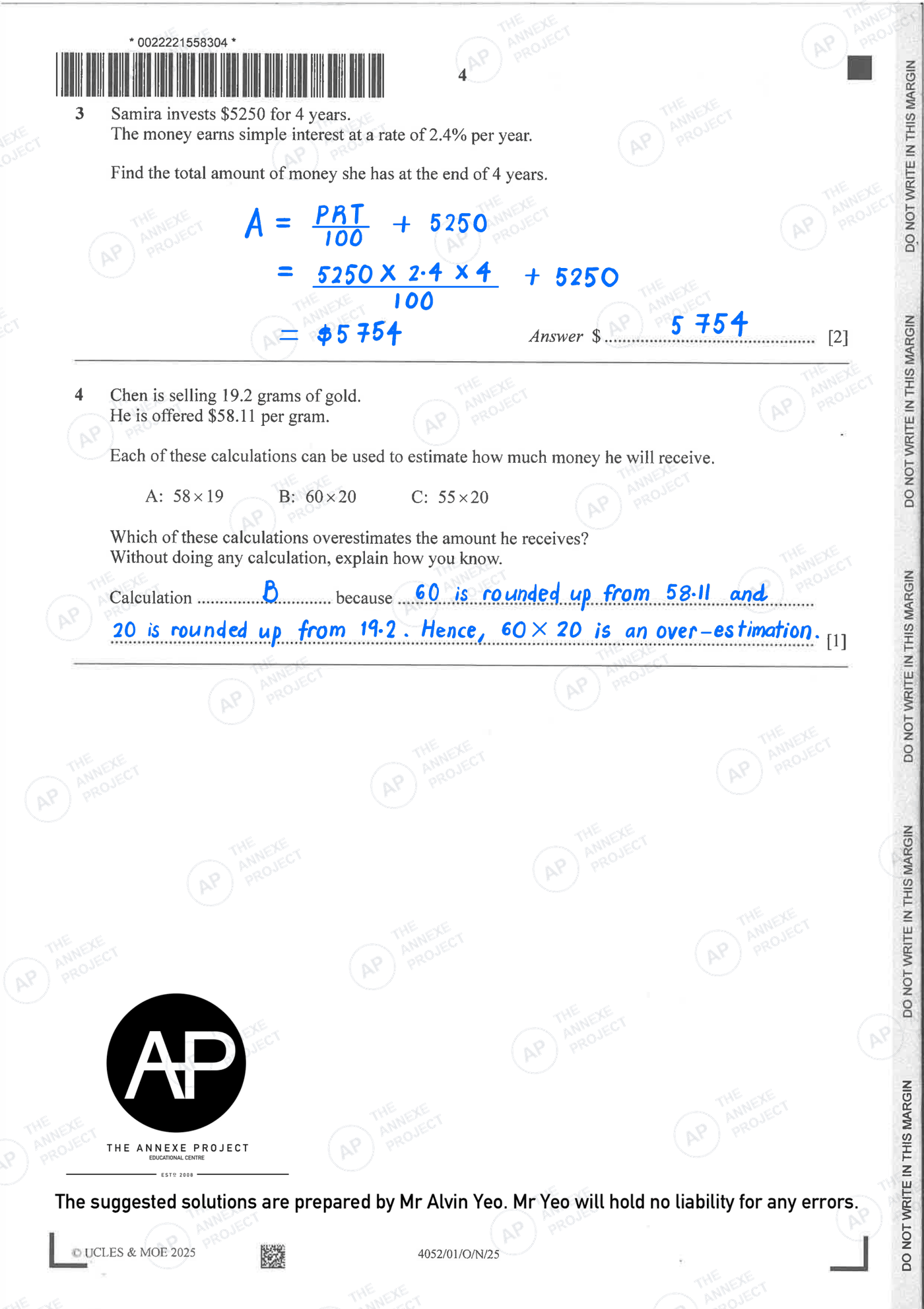 2025 O Level Elementary Mathematics Paper 1 Solutions page 04 fs8 1
