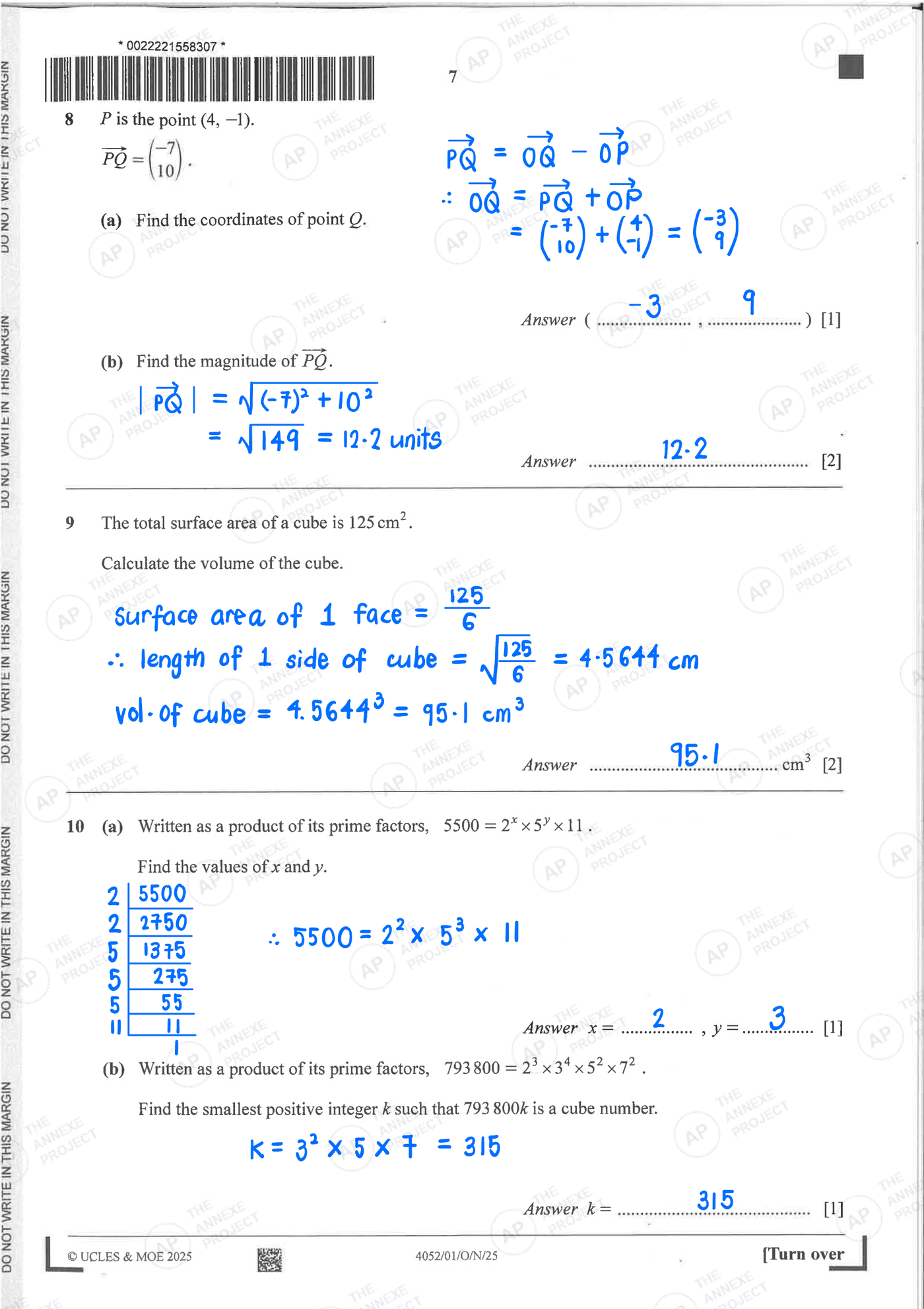 2025 O Level Elementary Mathematics Paper 1 Solutions page 07 fs8 1