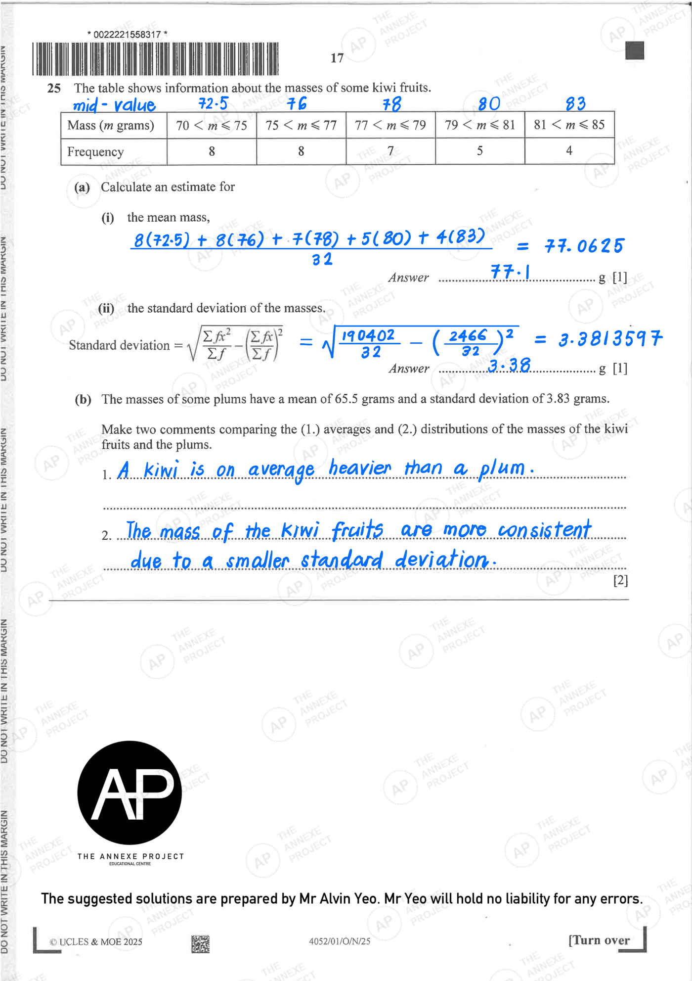2025 O Level Elementary Mathematics Paper 1 Solutions page 17 fs8 1