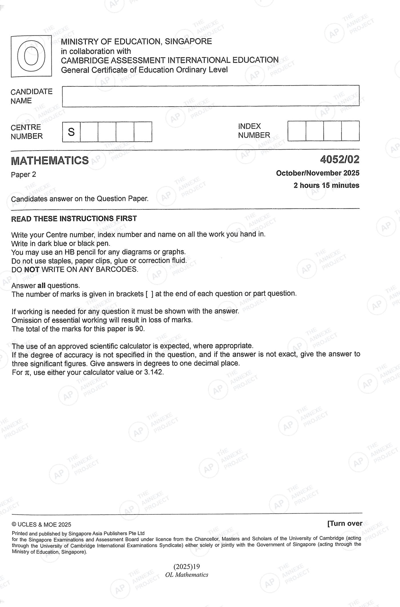 2025 O Level Elementary Mathematics Paper 2 Solutions page 01 fs8