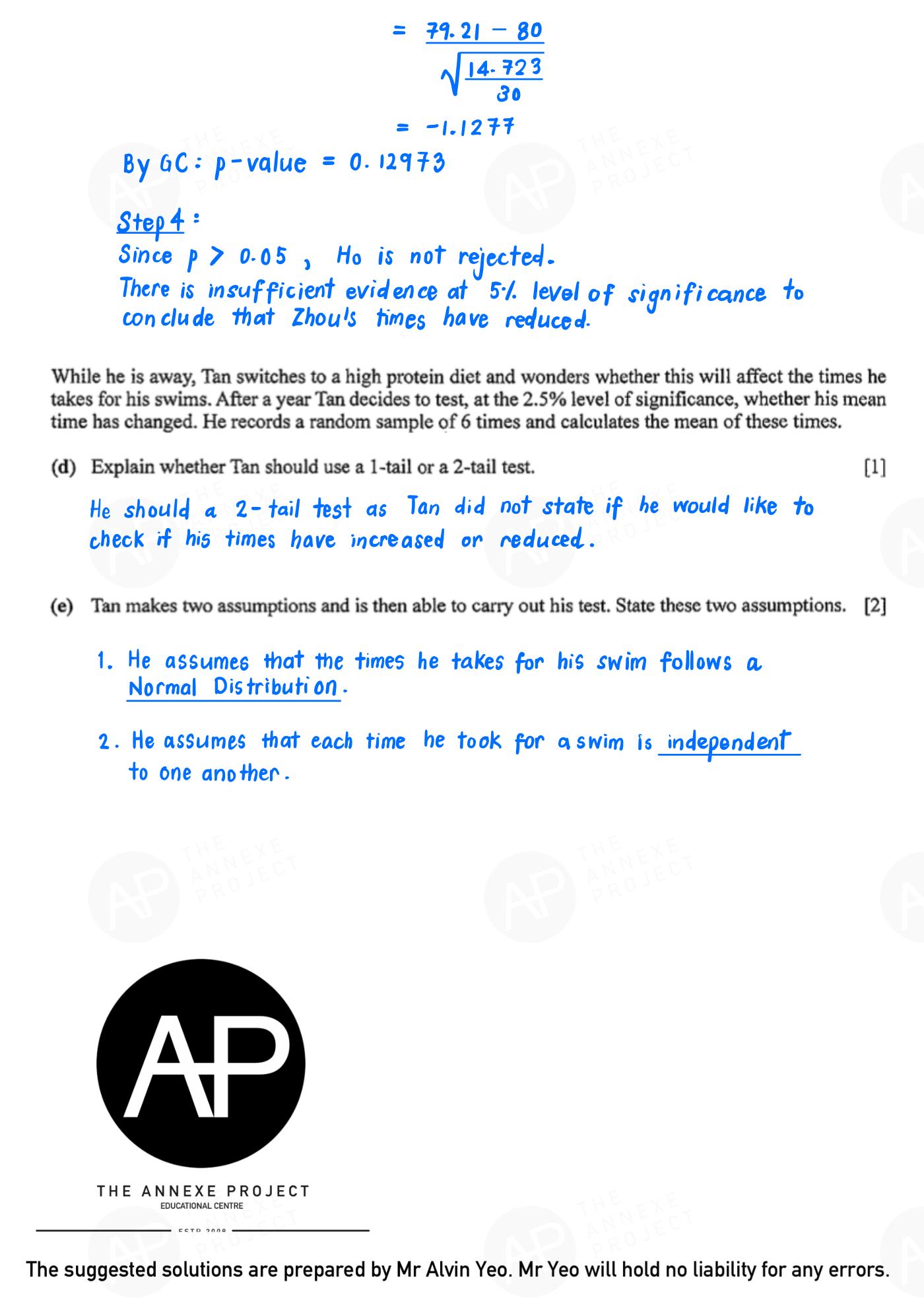 2022 GCE A LEVEL H2 MATHEMATICS PAPER 2 SOLUTION 21 2022 A Level H2 Mathematics Paper 2 solution page 21 fs8